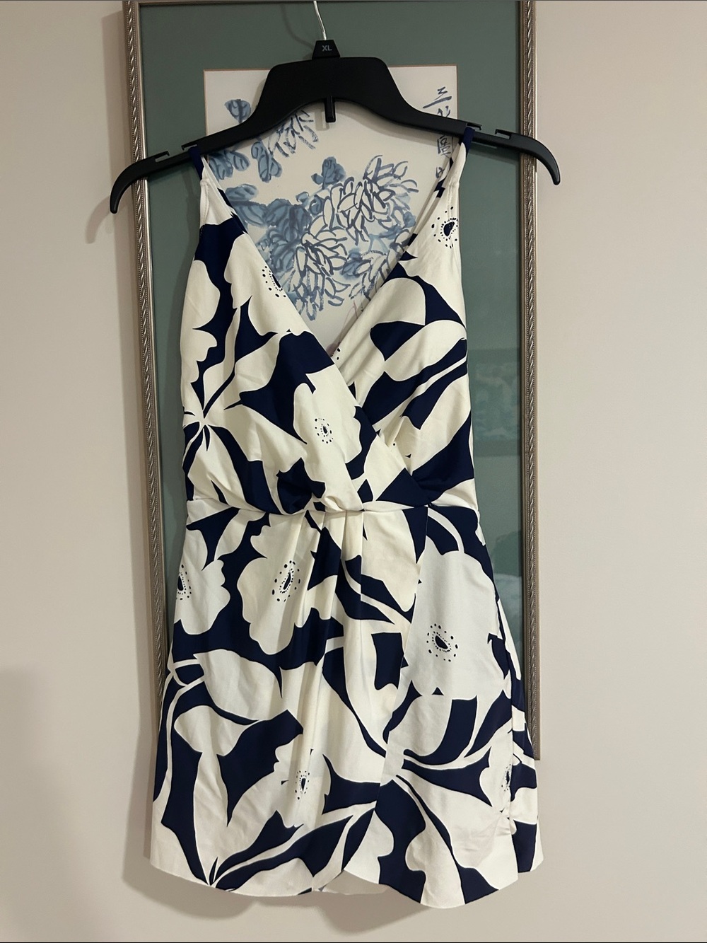 Anne Cole Navy and White Floral Wrap Swim Mini